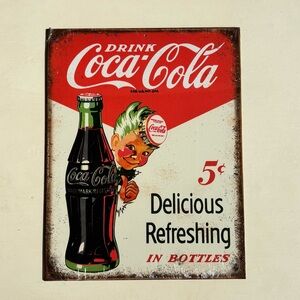 Coca Cola Sign Tin Metal Sign Soda Pop Bottle Advertising Refresh Sprite Boy